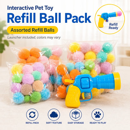 Interactive Cat Toy Pom Pom Ball Launcher Quiet Fuzzy Ball Shooter Indoor Chase Play Kit with 100 Colorful Soft Balls for Cats