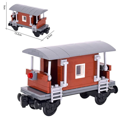 Vintage Dual Cab Train MOC Blocks, Detailed Retro Railway Locomotive, Educational DIY Toy for Train Fans, No Paper Manual