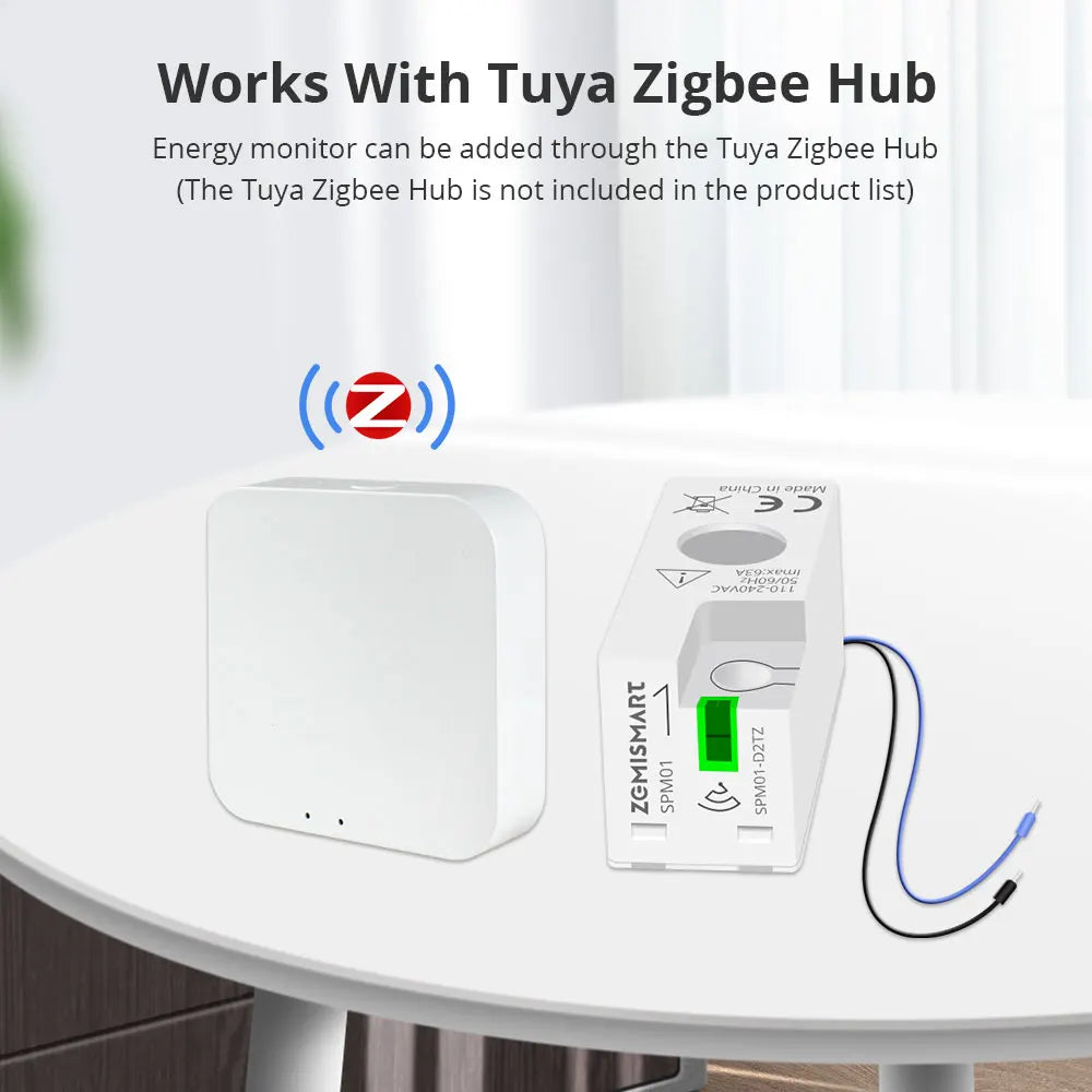 Zemismart Smart Energy Meter Zigbee Monitor Electric Sensor Measure Work with Tuya App Supports Home Assistant via Zigbee2MQTT