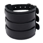 KOTik 2024 New Fashion Genuine Leather Wide Cuff Bangles Punk Vintage Three Layers Wide Black Brown Men Jewelry Bracelets