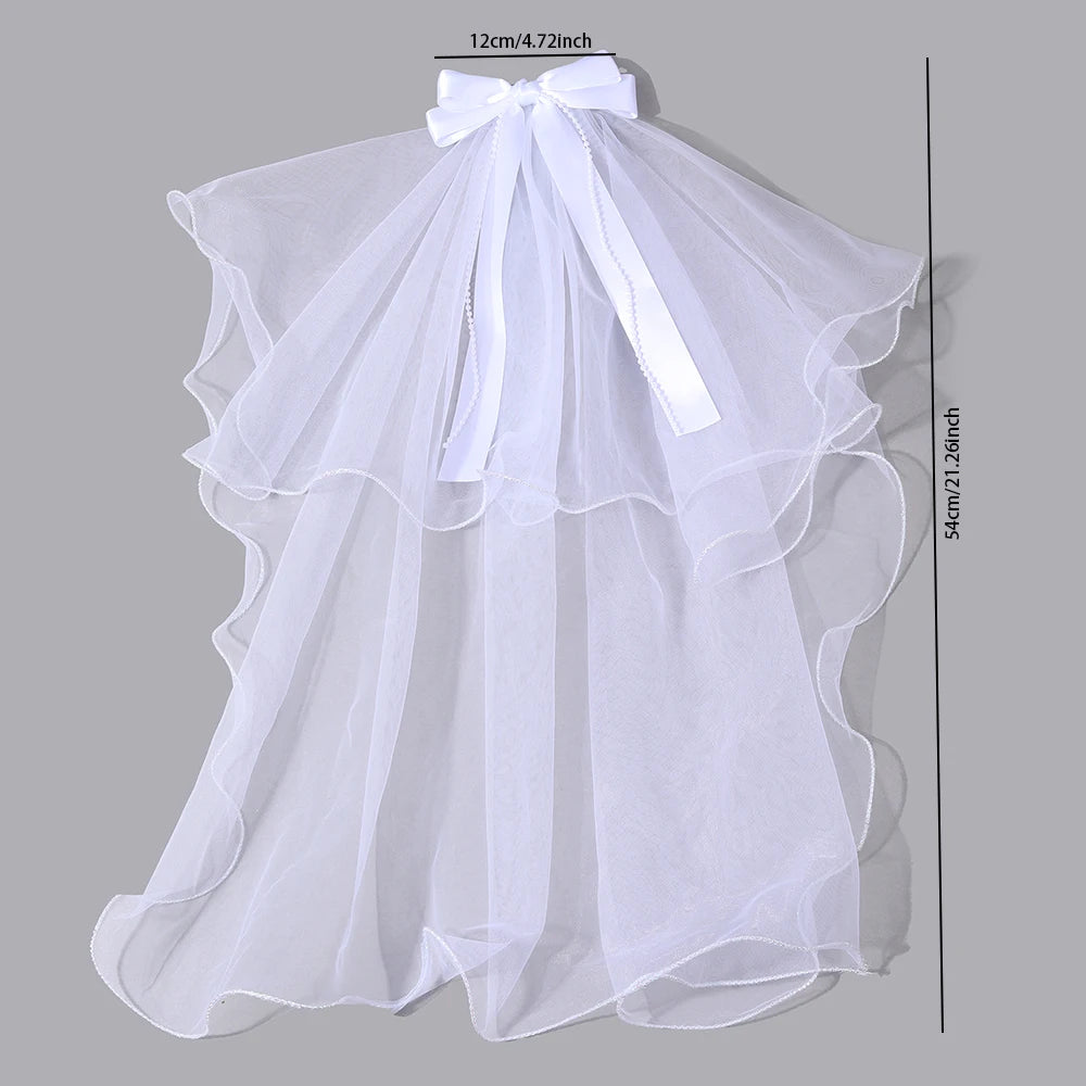 White Tulle Hair Clips For Girls Fairy Mesh Bow Large Hairpin Flower Barrette Summer Party Wedding Women Headdress Accessories