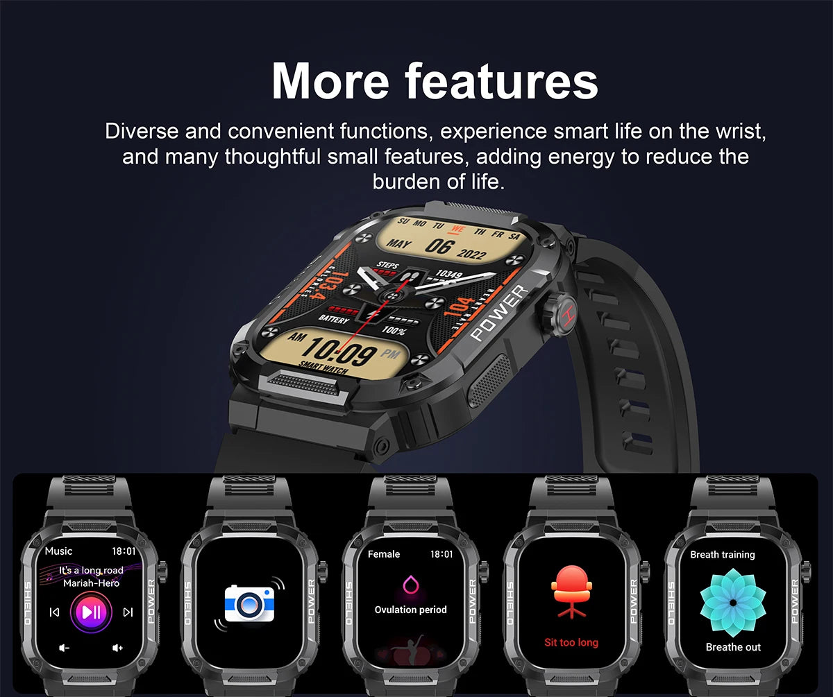 2026 AI Głos Mężczyźni Smartwatch Wojskowy Monitor Zdrowia Bezprzewodowe Połączenia Fitness Wodoodporny Sportowy Smartwatch dla Telefonów z iOS i Androidem