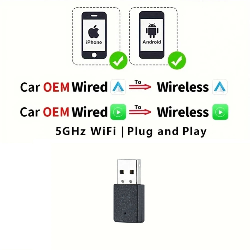 EKIY 2in1 Wireless CarPlay Adapter Wireless Android Auto Dongle AI Smart Box Car Intelligent Systems For Car With Wired CarPlay