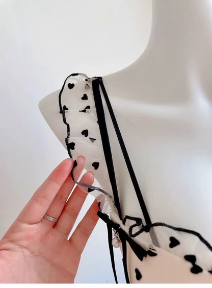 BANERDANNI Simple Light Luxury Love Printed Lace Underwear Set Women's Small Breasts Gather Sexy Pure Desire Sweet Bra Cute Bra