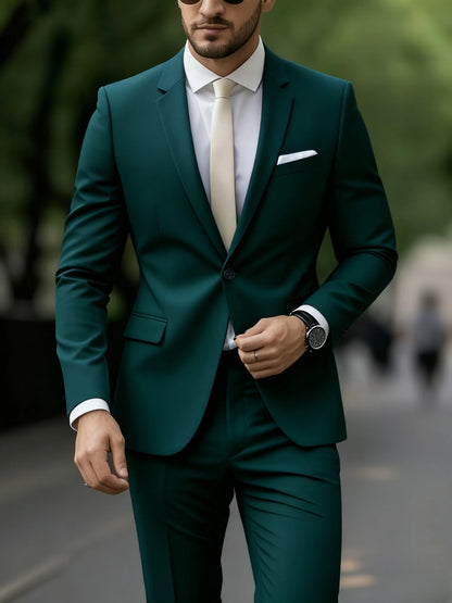 Men's Suit 2pcs Set, Elegant Formal Jacket And Pants, Great Wear for Wedding, Party And Formal Dinner