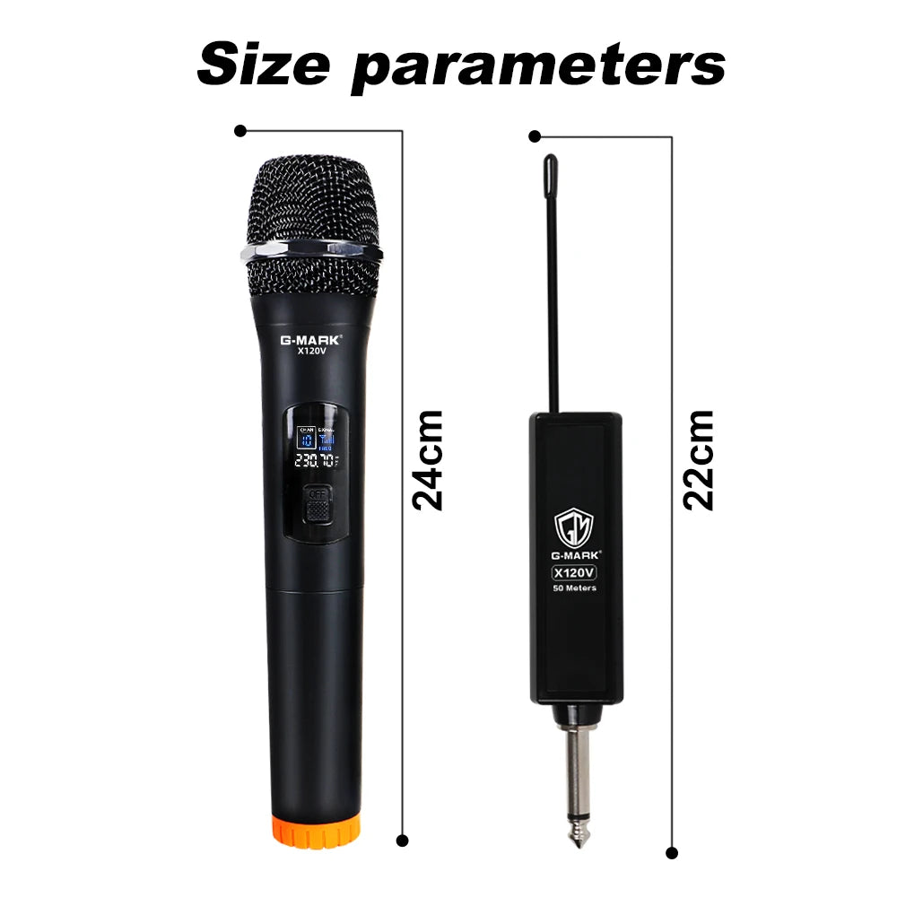 Wireless Microphone G-MARK X120V 2 Channels Handheld Karaoke Mic For Party Meeting Show Home School