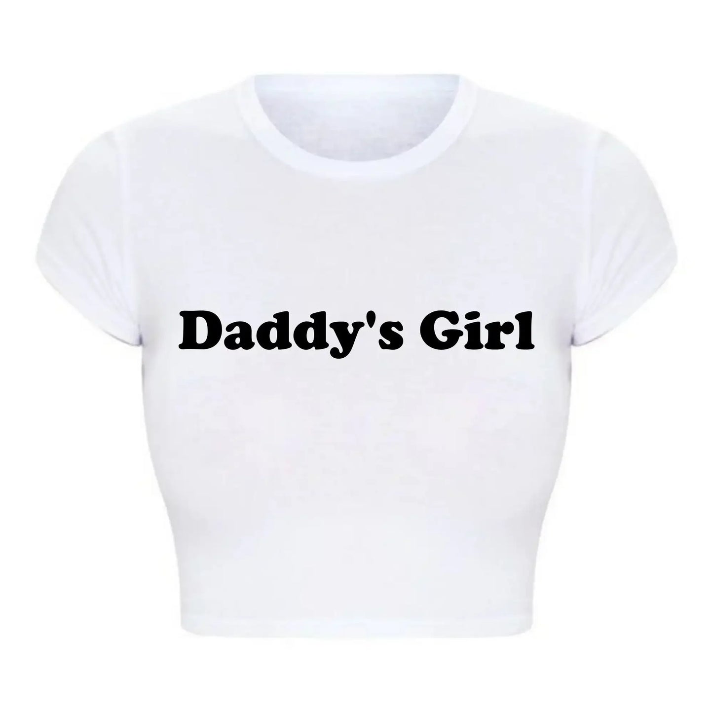 Daddy's Girl Funny Letters Print Women Cropped Top Harajuku Kawaii Clothes 2000s Grunge T Shirt Baby Tee Tshirt Dropshipping
