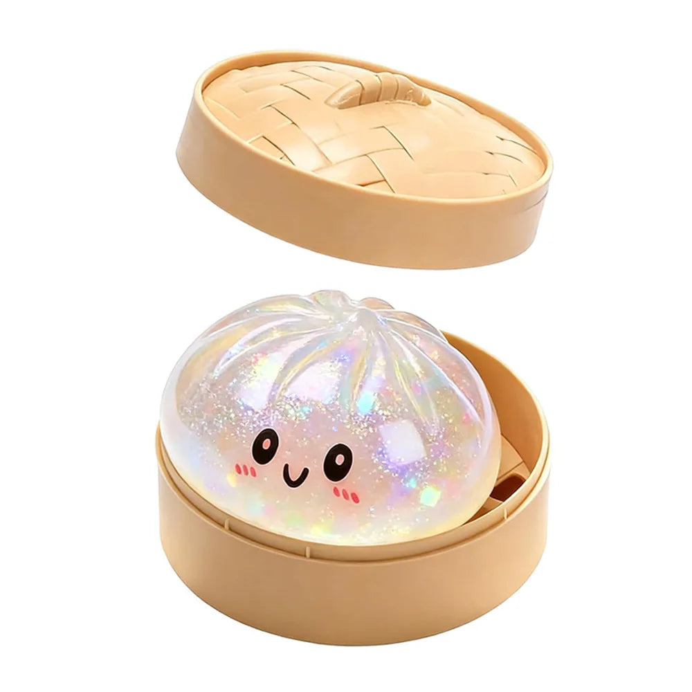 //Hot Glitter Dumpling Squishy with Box Dumplings Sensory Squeeze Toy for Stress Relief Fans Gift