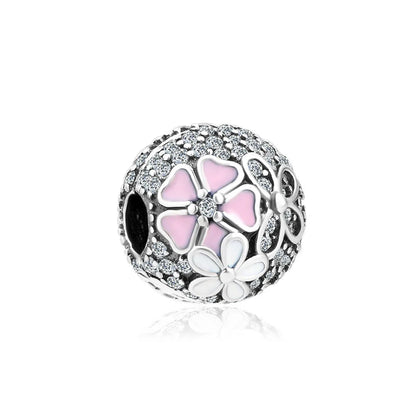 2025 Hot selling 925 Silver Pink Bird Moon Pendant Suitable for European Bracelets DIY Accessories Women's Charm Jewelry Gifts