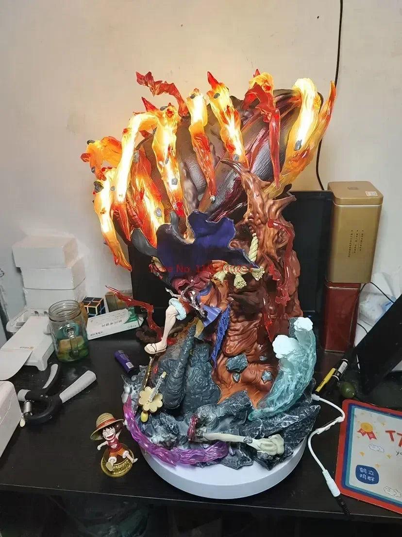 Hot One Piece Gk Anime Figure Luffy With Led  Toys Gear 3 Figurine Red Roc Pvc Statue Collectible Model Decoration Birthday Gift