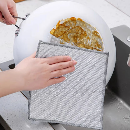 10/20Pcs Cleaning Products Dishcloth Silver Wire Cleaning Kitchen Cloth Thickened Microfiber Wash Towel Built-in Sponge Ball Rag