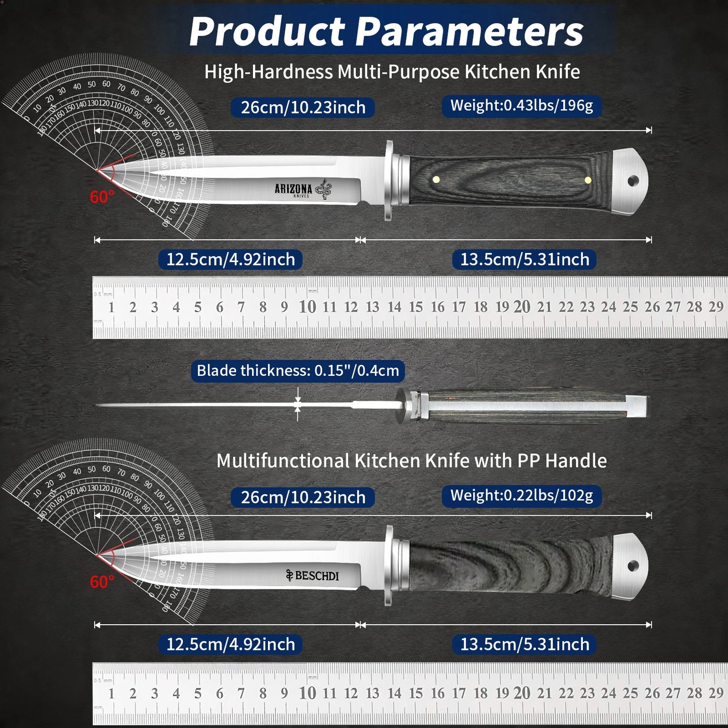 New Heavy-Duty Multi-Purpose Kitchen Knife 5Cr13 Stainless Paring Knife, Ergonomic Pakkawood Handle High-End Utility Knife Tool