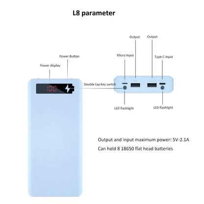 DIY Power Bank 10 slots 18650 Battery Holder Battery Box Micro Type C Dual USB Ports Mobile Phone Charger 18650 Power Bank Case