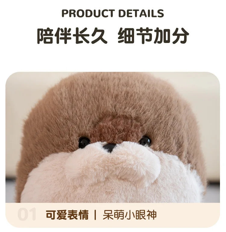 40CM Cute Seal Plush Pillow Lifelike Simulation Stuffed Sea Otter Soft Doll Animal Toy Kawaii Cartoon Blue Brown Otter Kid Gift