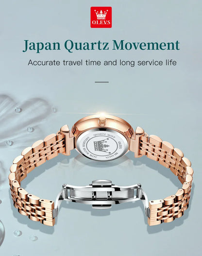 OLEVS 6642 Women Watch Fashion Original Elegant Stainless Steel Rose Gold Diamond Waterproof Watch Brand Luxury Women Watch