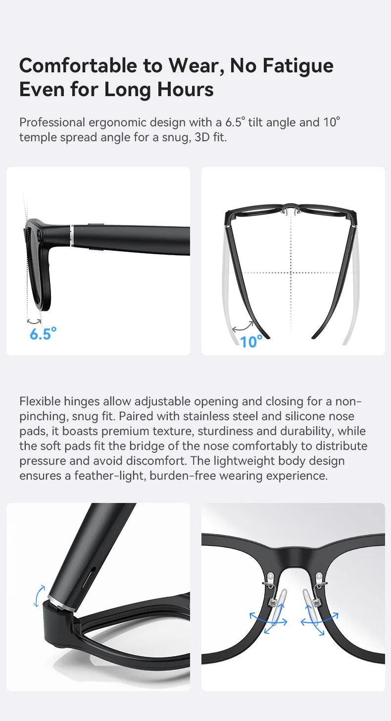 2026New AI Smart Glasses Minimalist Premium Bluetooth Calling Real-time Translation/4K Video Ultra-light TR90 Compatible Eyewear