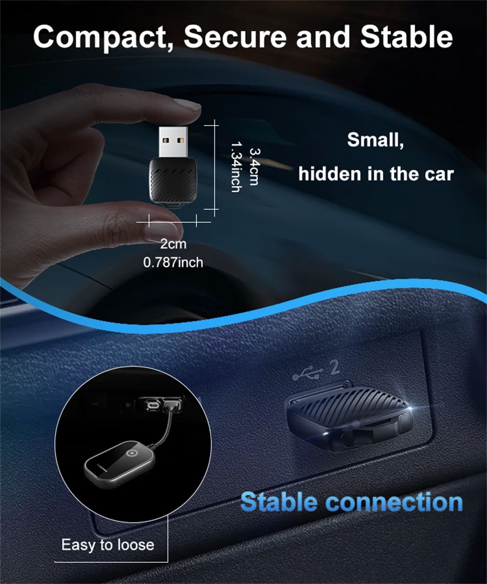 2 in 1 Wired to Wireless Car CarPlay Adapter Android Auto AI Box Plug & Used for OEM Wired CarPlay AA Navigation System