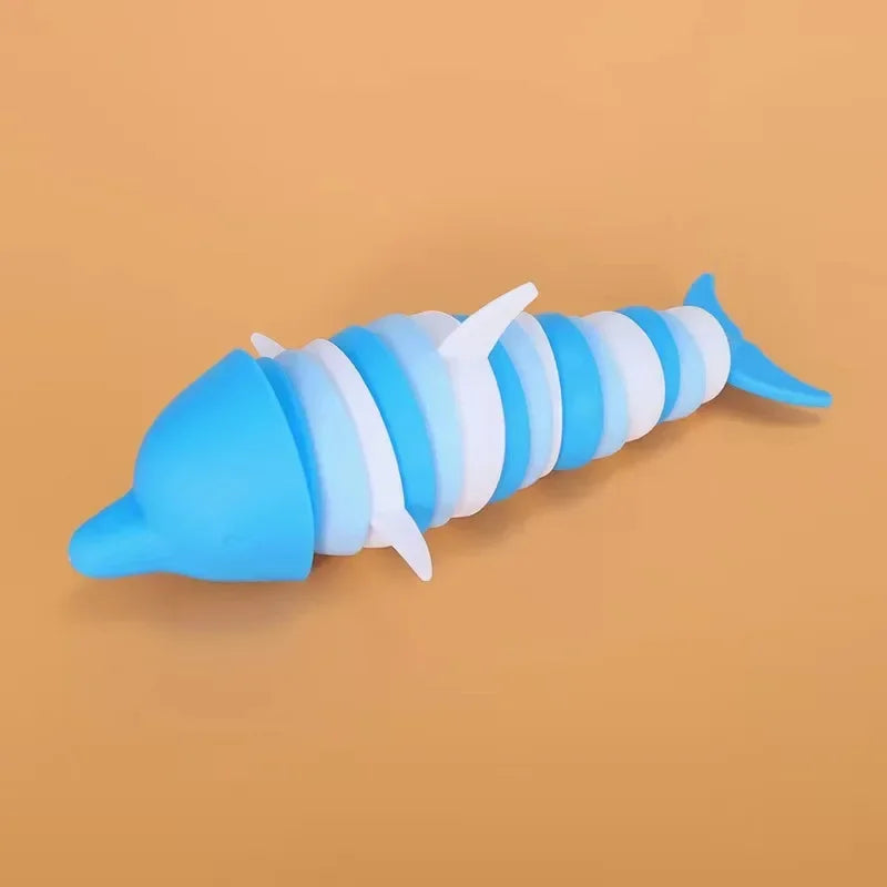 Stress Relief Toys Fidget Toys Kids Adults Funny Buckle Slug Dolphin Shark Anxiety Antistress Squishy Toy Keychain Accessories