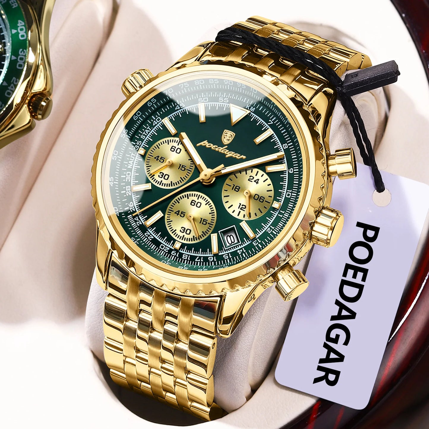 POEDAGAR Luxury Fashion Men Watch Stainless Steel Waterproof Luminous Quartz Male Clock Date Chronograph Military Men's Watches