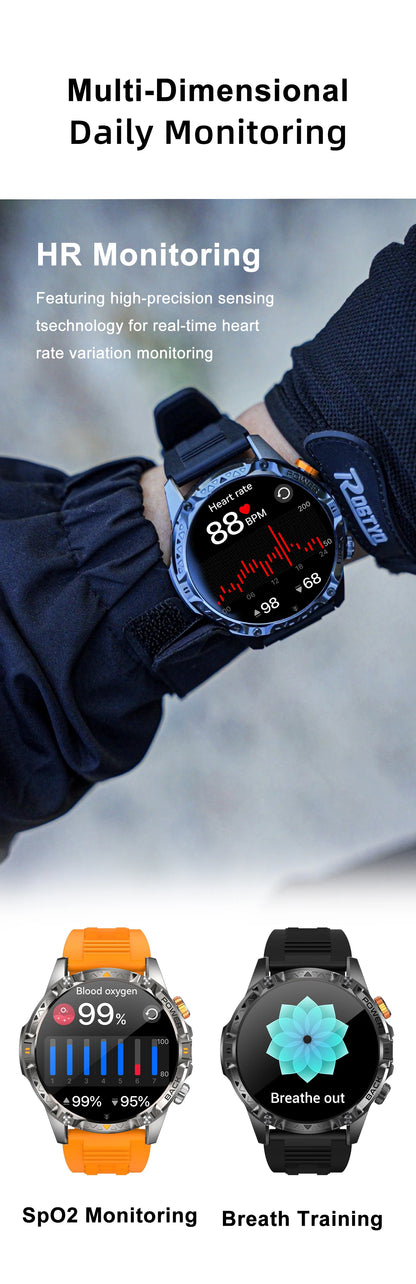 LIGE Nowy wojskowy do T-Rex 3 Ultra Smart Watch Bateria 1000 mAh Wodoodporny IP68 Kompas Latarka Sportowy monitor Smartwatch Mężczyźni