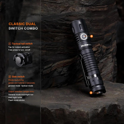 Wurkkos TD04 21700 EDC Self Defense Tactical Flashlight  Powerful 3000LM Rechargeable Torch XHP50D HI LED Lamp IP68 Dual Switch