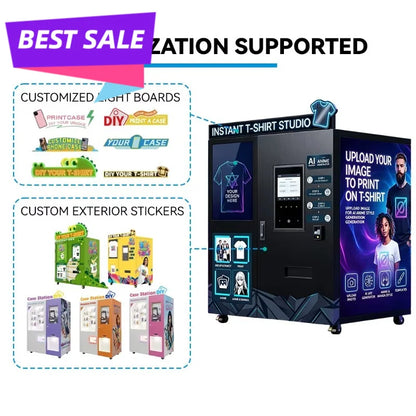 Smart Clothing Vending Machine Personalized Fashion AI Customizer DIY Garment Design Kiosk On Demand T Shirt Hoodie Production