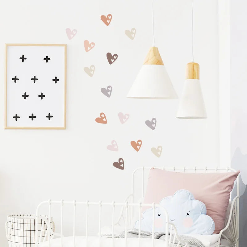 36Pcs Boho Hearts Wall Stickers For Home Living Room Children Girl Boy Bedroom Decoration Baby Nursery DIY Art Decals Wallpaper