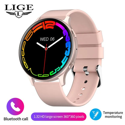 LIGE Nowy Smartwatch z Pomiarem Temperatury Ciała Damski Męski Ekran HD 360 Odbieranie Połączeń Wybieranie Połączeń Smartwatch Męskie Zegarki dla Kobiet Bransoletka