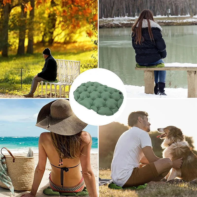 Portable Inflatable Outdoor Moisture-Proof Seat Cushion Travel Camping Sitting Pad Foldable Mattress Seat for Home Office