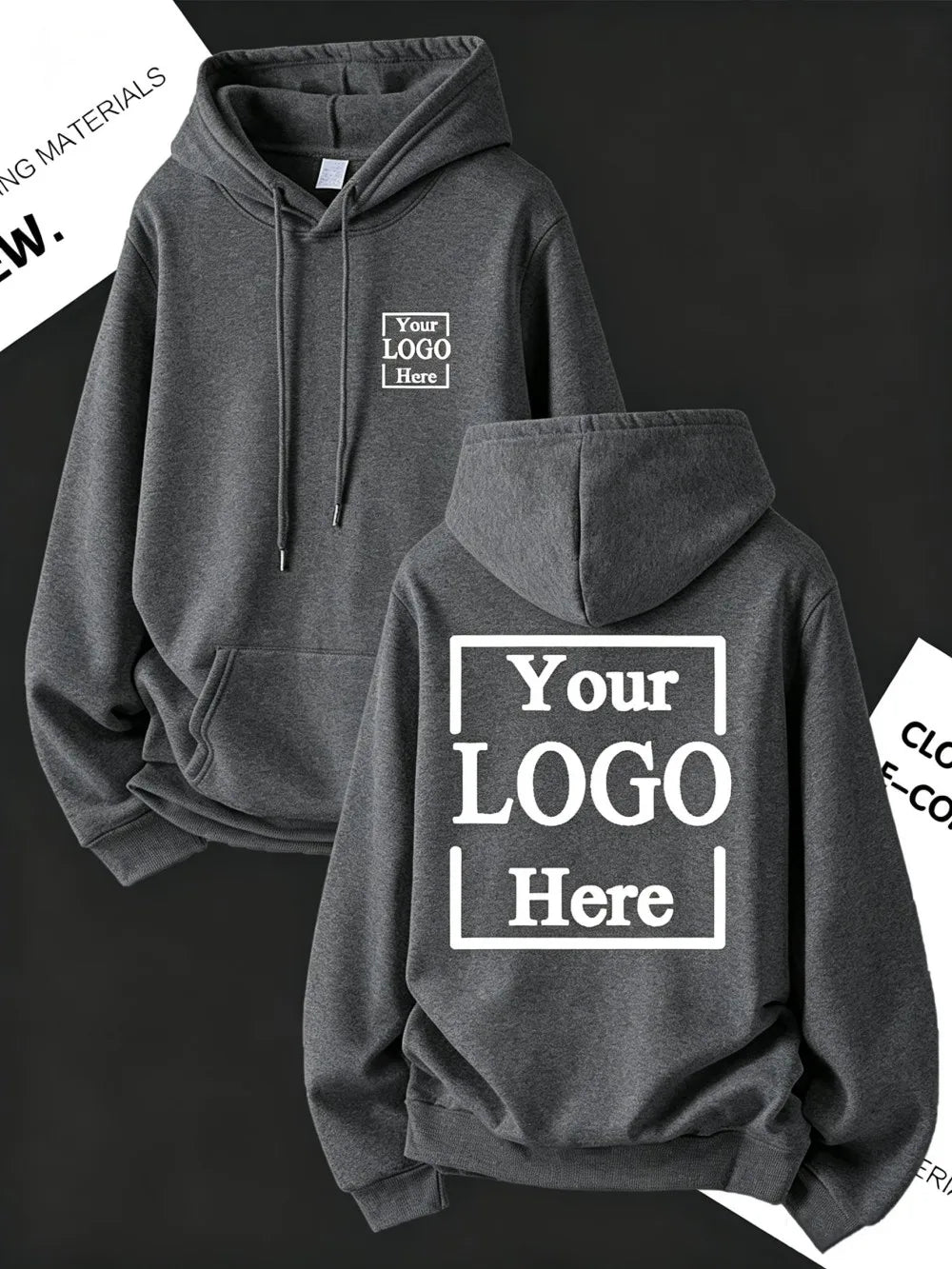 Customize Womens Hoodies Street Oversized Pocket Sweatshirts Hip Hop Unisex Tops DIY Your Logo/Graphic Pullovers Woman Clothes