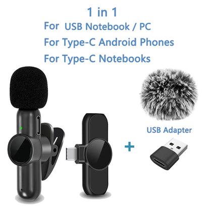 2.4G Wireless Lavalier Microphone Noise Cancelling Audio Video Recording for iPhone/iPad/Android/Xiaomi/Samsung Live Game Mic