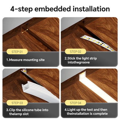 1M-10M LED Neon Rope Tube Soft Silicone Diffuser Channel Black/White Flexible Ribbon Strip Light for Recessed Channel