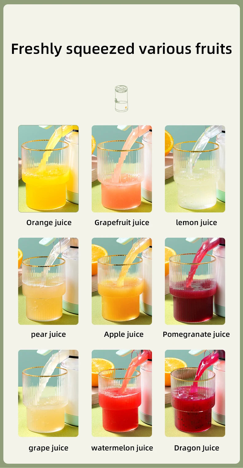 USB Rechargeable Electric Juicer 1PC Wireless Citrus Lemon Orange Juicer Automatic Fresh Fruit Blender for Kitchen