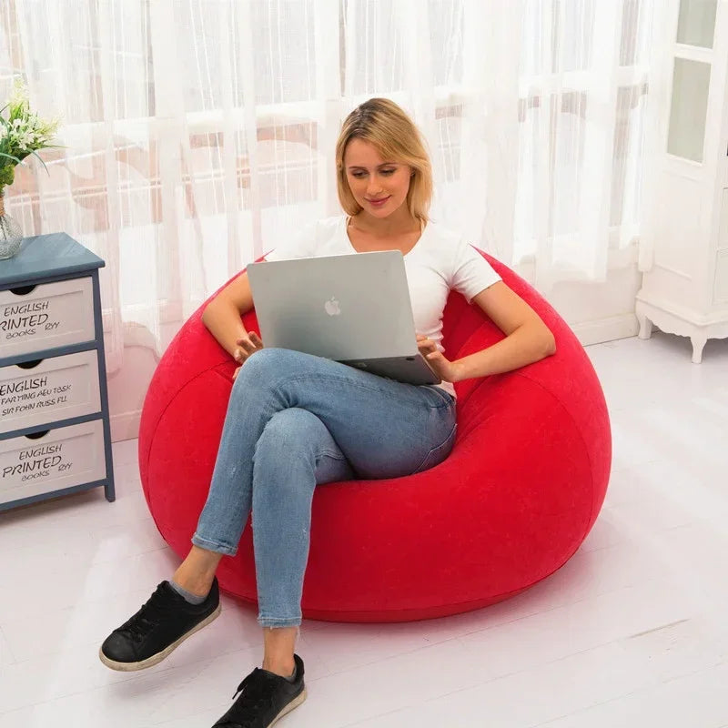 Large Lazy Inflatable PVC Sofa Chair Lounger Seat Bean Bag Tatami Style Living Room Couch 2026 Latest Models Puff Pouf