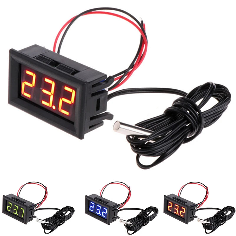 DC5V~12V Mini Digital LED Thermometer For Car Temperature Monitor Panel Meter Measuring Range -50-120℃ With Temperature Probe