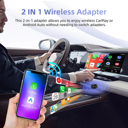 Mini 2in1 Wireless CarPlay Adapter Wireless Android Auto AI Smart Box Intelligent Systems for Wired CarPlay Car