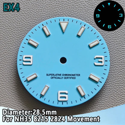 28.5mm NH35 Watch Dial Luminous Dials Single Calendar Dial Suitable For NH35 Movement Can Support DIY Dial Customization Logo