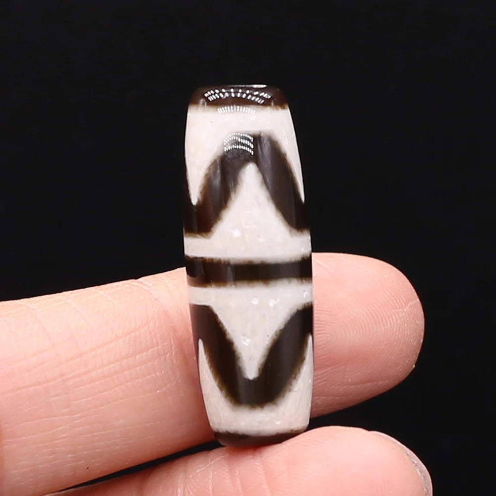 Natural Stone Bead Tibetans Divination Pattern Natural Agates Loose Bead for Women Making DIY Jewerly Necklace Gift 12x30mm