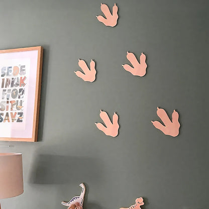 3Pcs Wooden Dinosaur Footprint Wall Stickers Dinosaur Foot Wall Stickers for Baby Room Wall Decor Dinosaur Wall Art Decorations