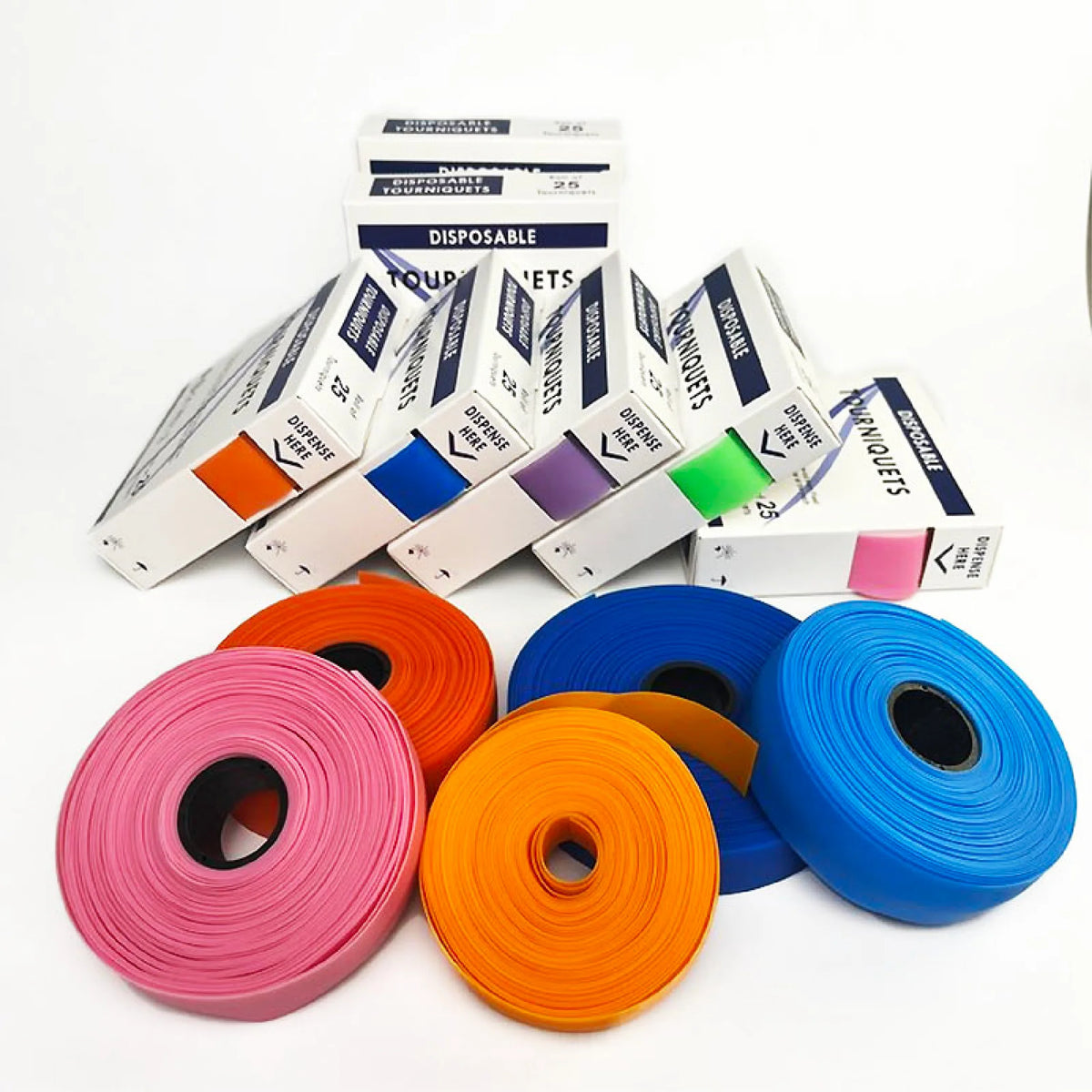 Free Shipping 25pcs/box Multi-color Available 2.5cm*45cm Disposable Tournique First-Aid TPE Medical Necessities Tourniquet Strap