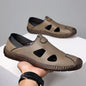 Men's Comfortable Soft-Soled Slip-On Sandals Breathable Hollow-Out Anti-Slip Wear-Resistant Business Casual Loafers-8222