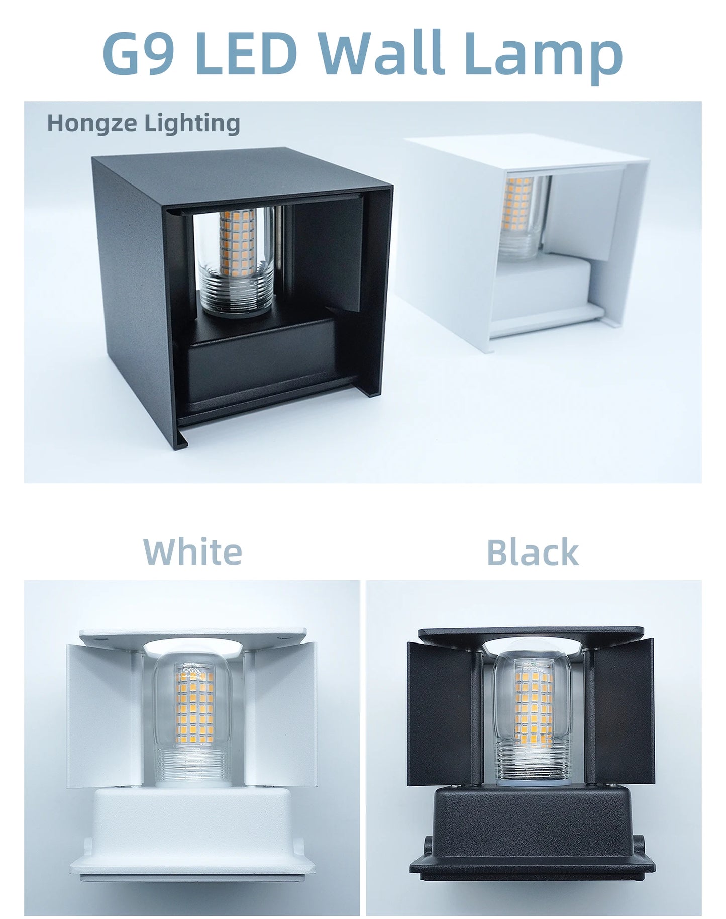 Modern LED Wall Lamp Waterproof IP65 Aluminum LED Wall Light Outdoor Indoor G9 Replaceable Bulb for Living Room Bedroom Hallway