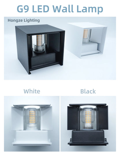 Modern LED Wall Lamp Waterproof IP65 Aluminum LED Wall Light Outdoor Indoor G9 Replaceable Bulb for Living Room Bedroom Hallway