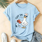 Women Funny Cuff 'Em Duck Nurse T‑Shirt Cute Cartoon Duck Blood Pressure Print Short Sleeve Tops Nurse Appreciation Gift Tees