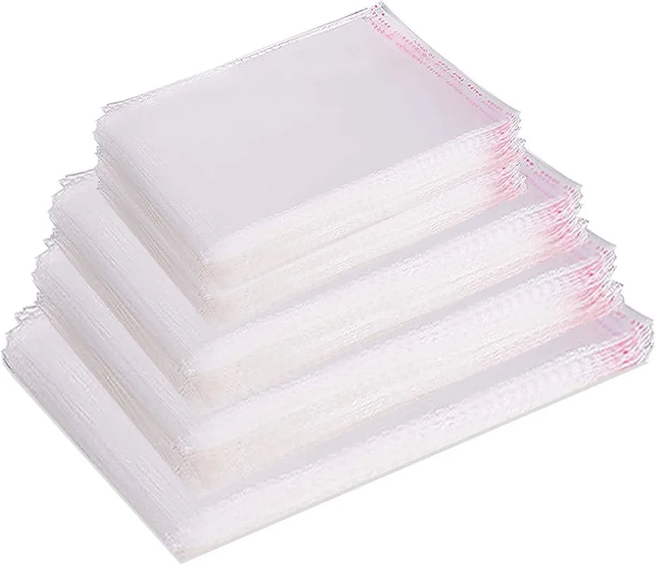 300/100pcs OPP Self Adhesive Plastic Bags Transparent Self Sealing Bag for Jewelry Cookie Candy Gifts Packaging Bags Pouches