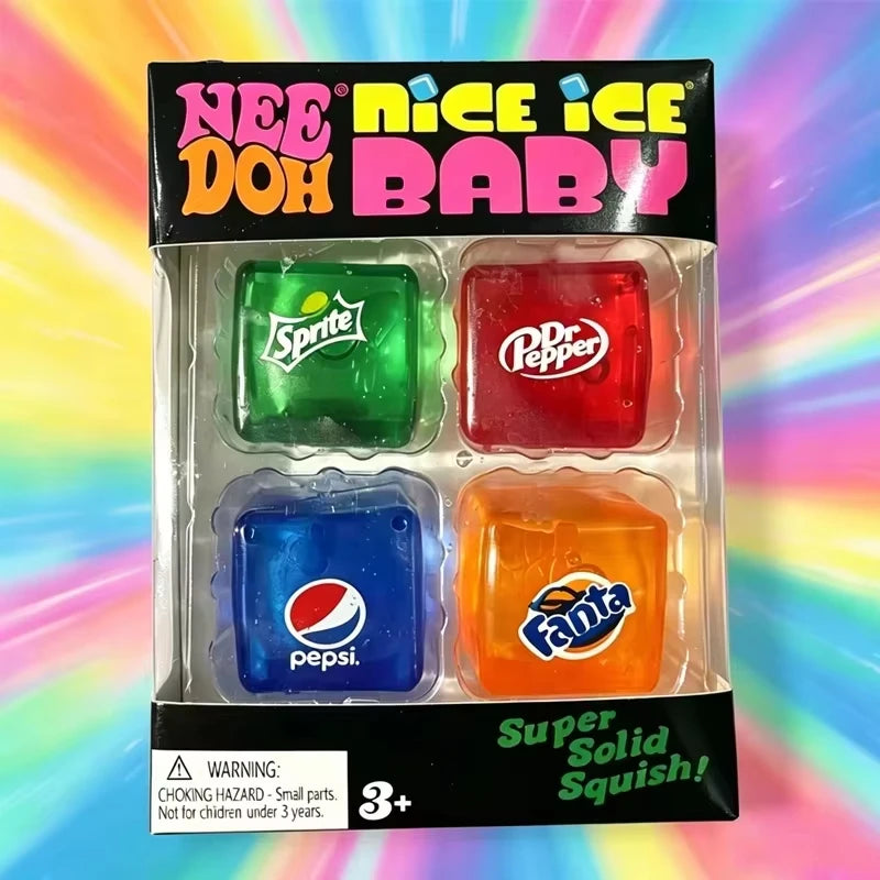Needoh Teenie Nice Cube Schylling Sensory Stress Reliever Mini 4 Pack Set Fidget Tool Toy Anxiety Party Favors For Kids Adults