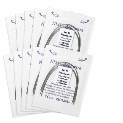 100Pcs/10Packs Dental Orthodontic Ovoid Form Archwires Niti Super Elastic Round Rectangular Wire 012/014/016/018/16X16/16X22