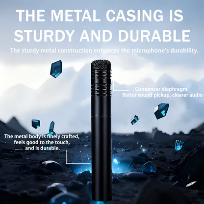 High-quality metal condenser microphone, durable and drop-resistant, suitable for live streaming, karaoke, and recording, univer