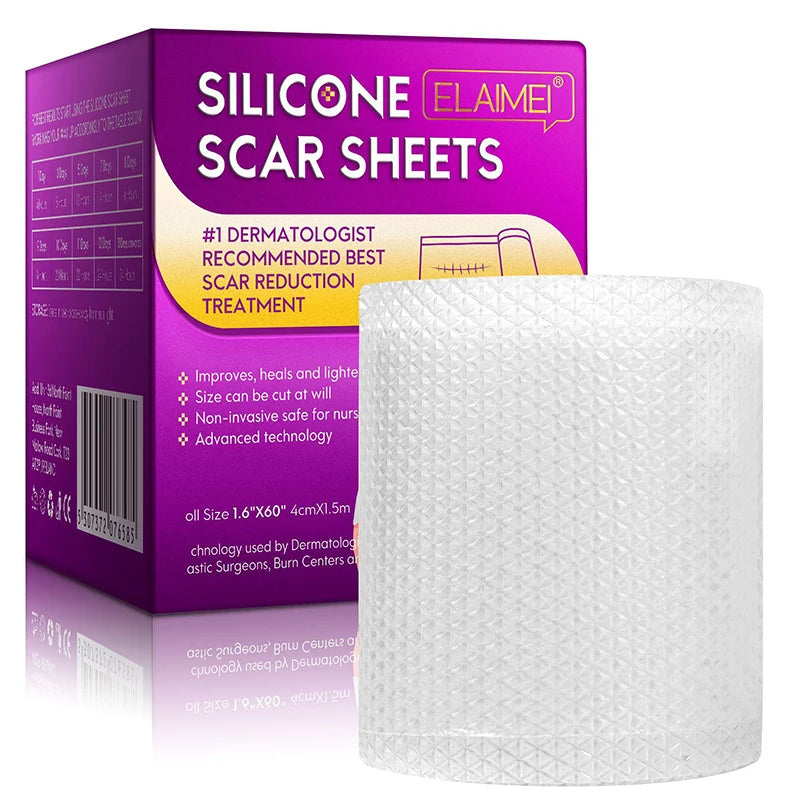 1.5M Silicone Scar Sheets Clear Scars Tape Strip Invisible Silicone Self-adhesive Patches for C-Section Surgery Keloid Burn Acne
