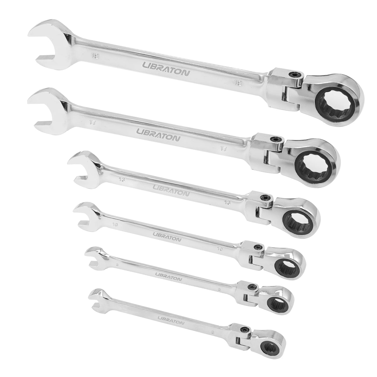 LIBRATON1pc Ratchet Wrench 6mm-19mm, Ratcheting Flexible Head Wrench Set, Reversible Spanner Hand Tool, 72-Tooth Allen Wrench
